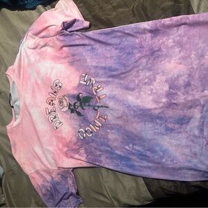 SHEIN Pink and Purple Tie-Dye Short Sleeve Tee